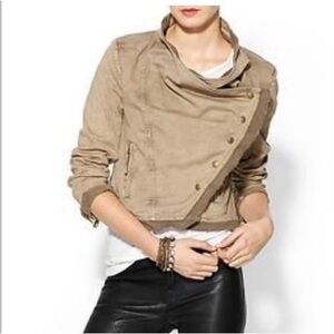 FREE PEOPLE Collapsing twill snap jacket